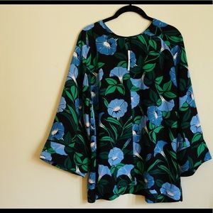 Ann taylor green Flower Blouse